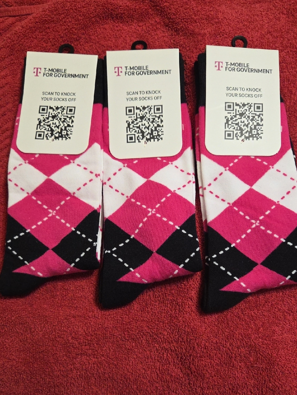 T Mobile 3 pair socks pink/black NWT